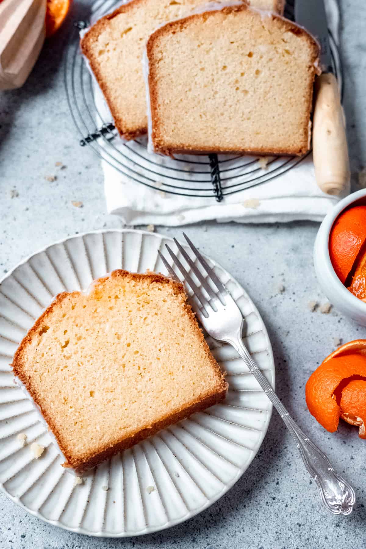 orange drizzle cake on a plate