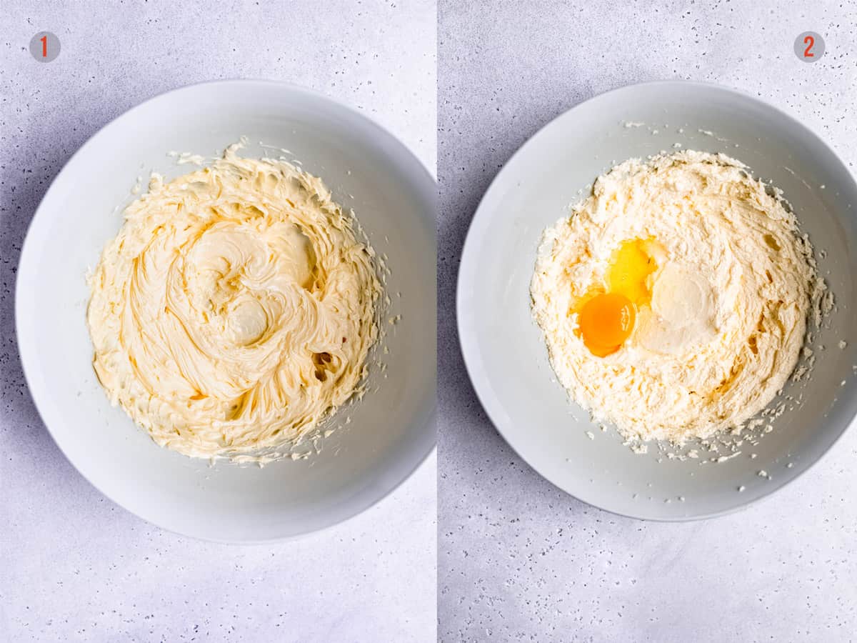 orange loaf batter with and without the eggs added