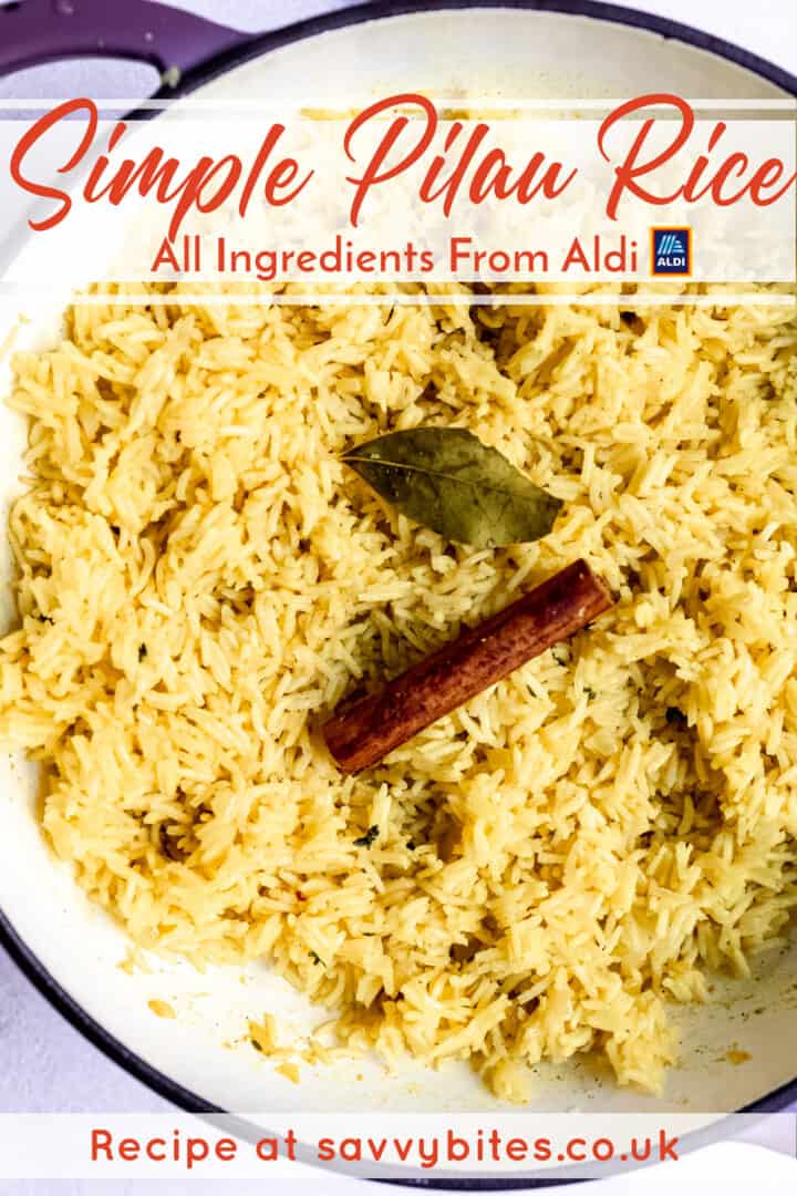 Pilau rice with seasoning and text overlay.