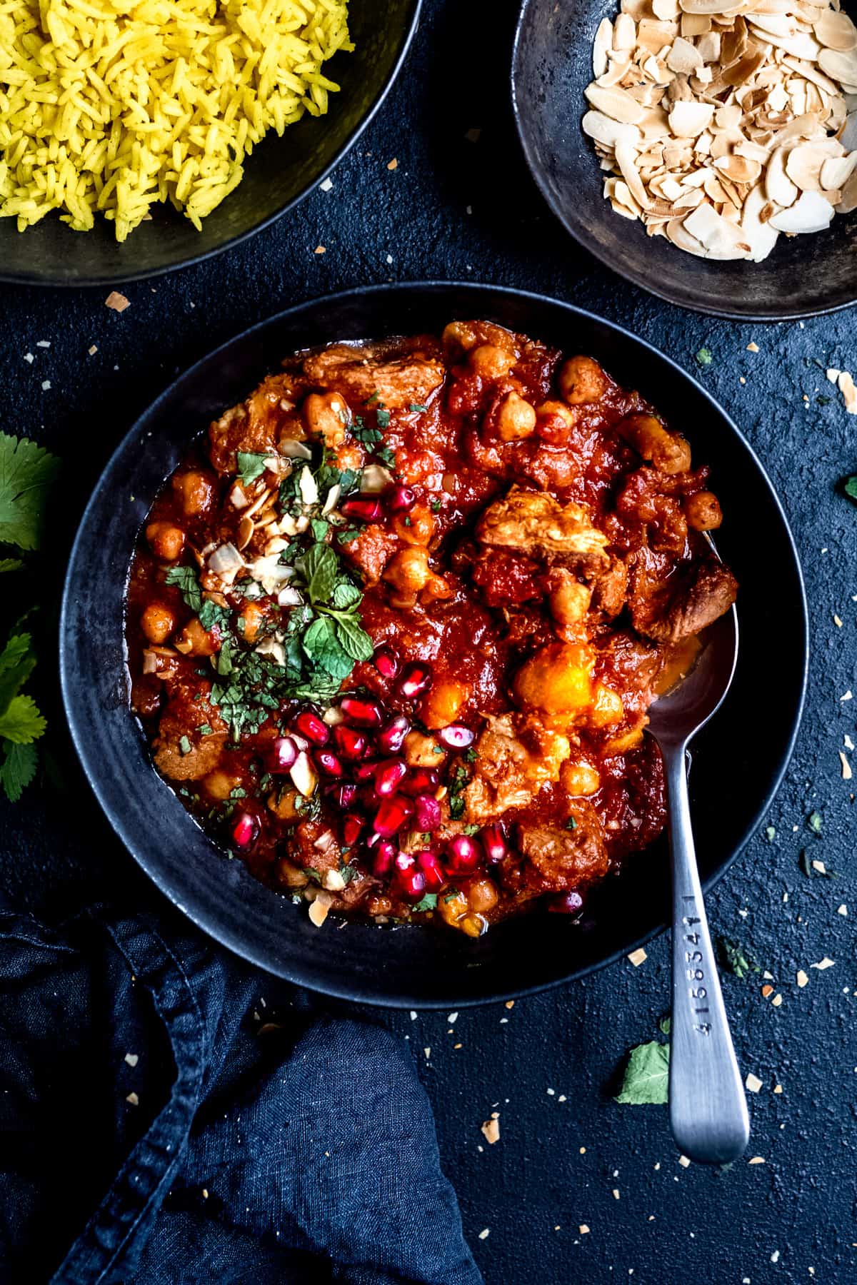 slow cooker lamb tagine in a black bowl