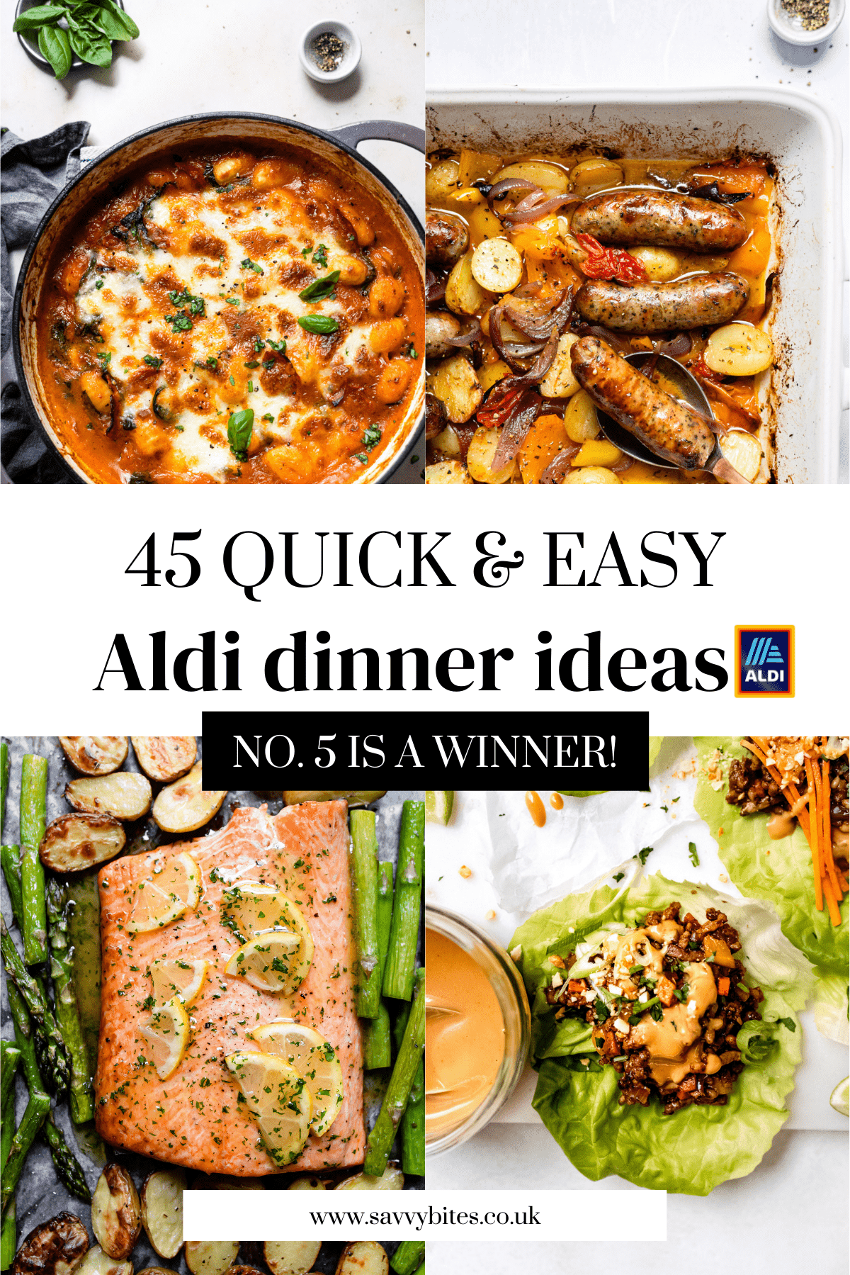 45 Aldi dinner ideas blog post collage with text overlay