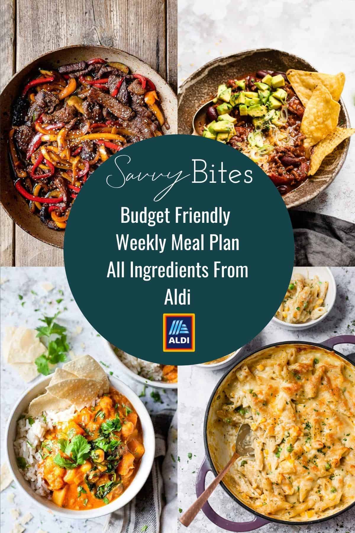 Aldi meal plan photo collage with text overlay