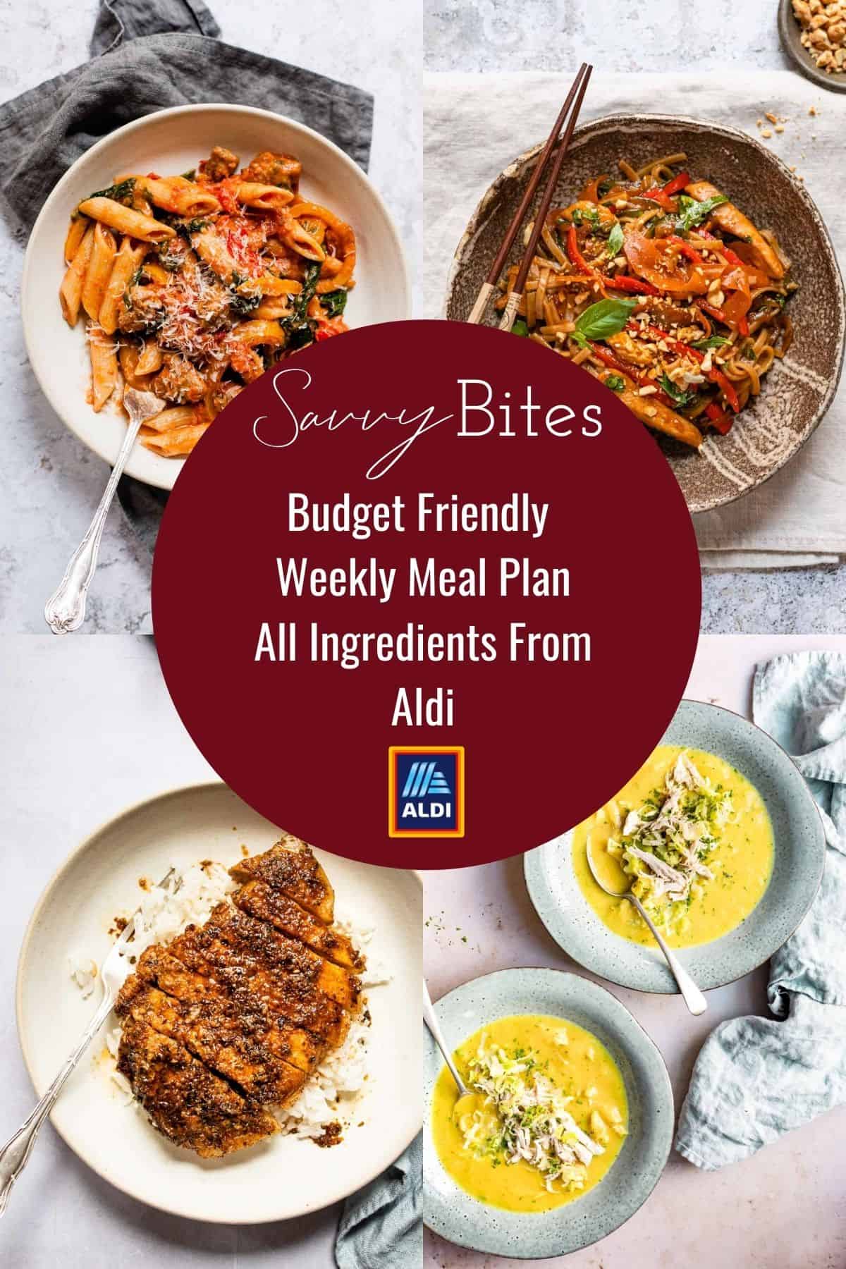 30 Minute Aldi budget meal plan photo collage