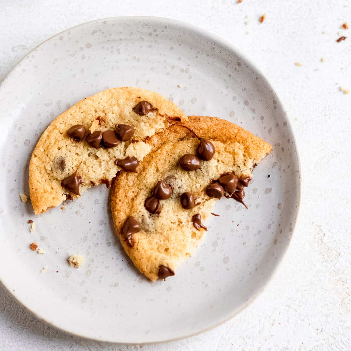 chocolate chip cookies without brown sugar on a white plate