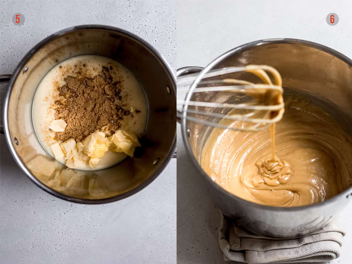 caramel before and after cooking