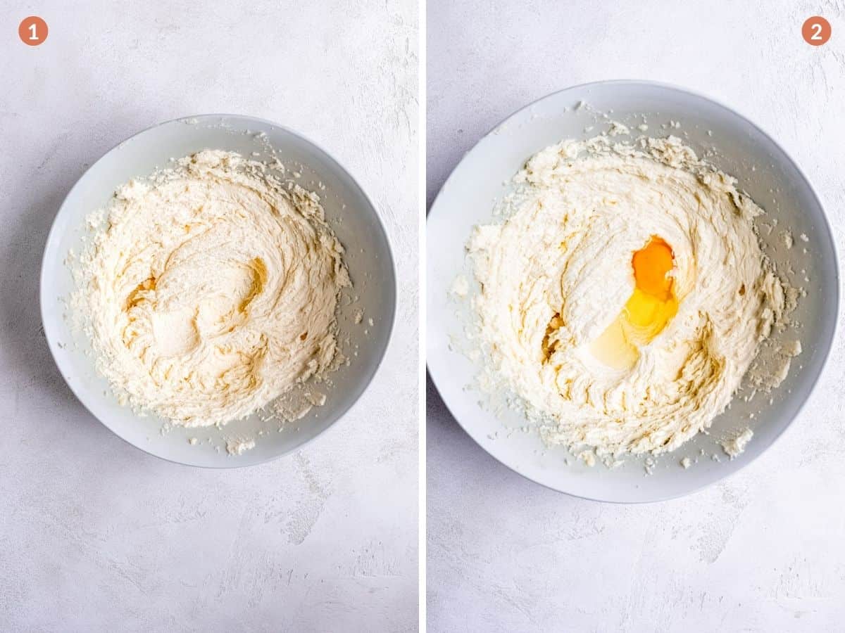 whipped butter and sugar with egg
