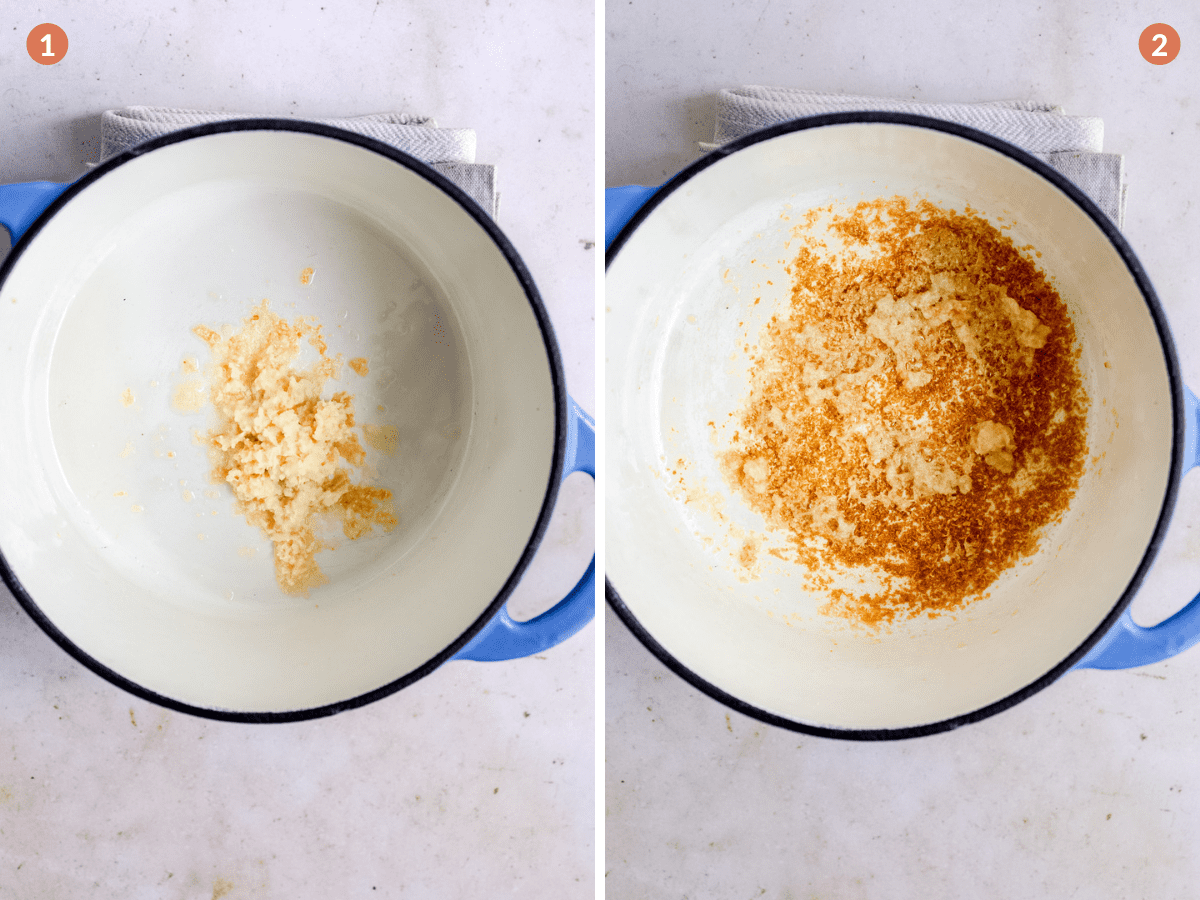 frying ginger and garlic