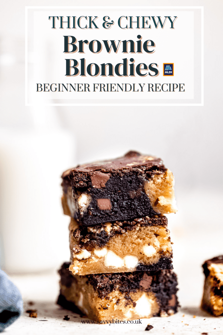 Blondie brownies with milk.