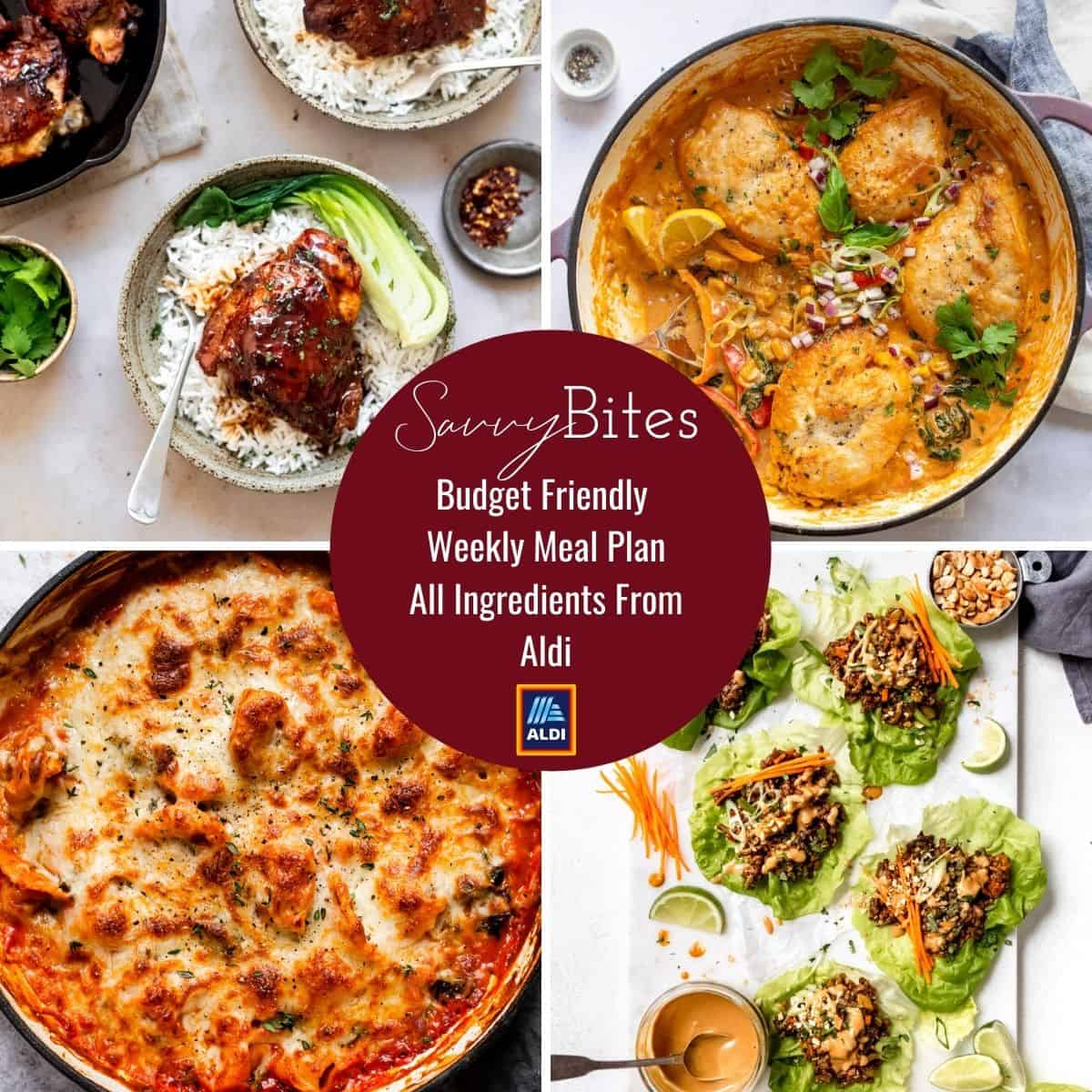 Collage of recipes for Aldi meal plan