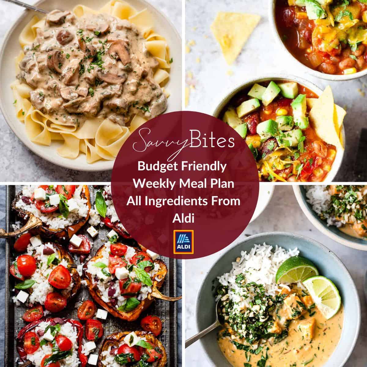 Budget friendly meal plan photo collage.