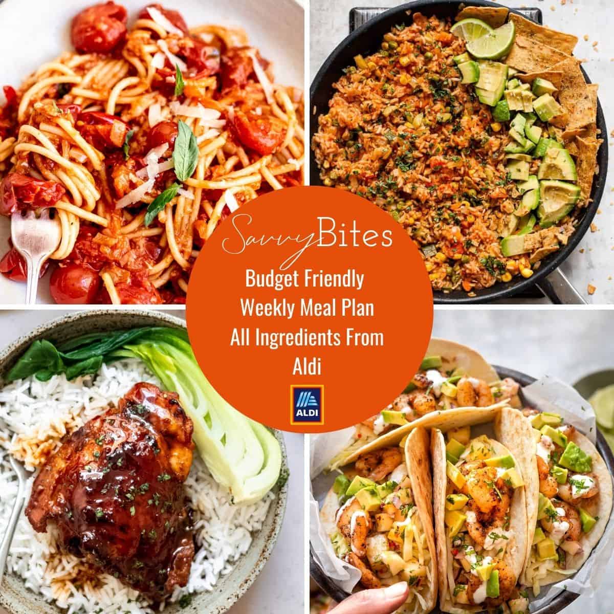 Family budget meal plan with Aldi ingredients.