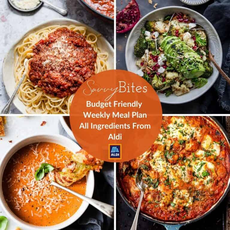 Aldi meal plan photo collage.