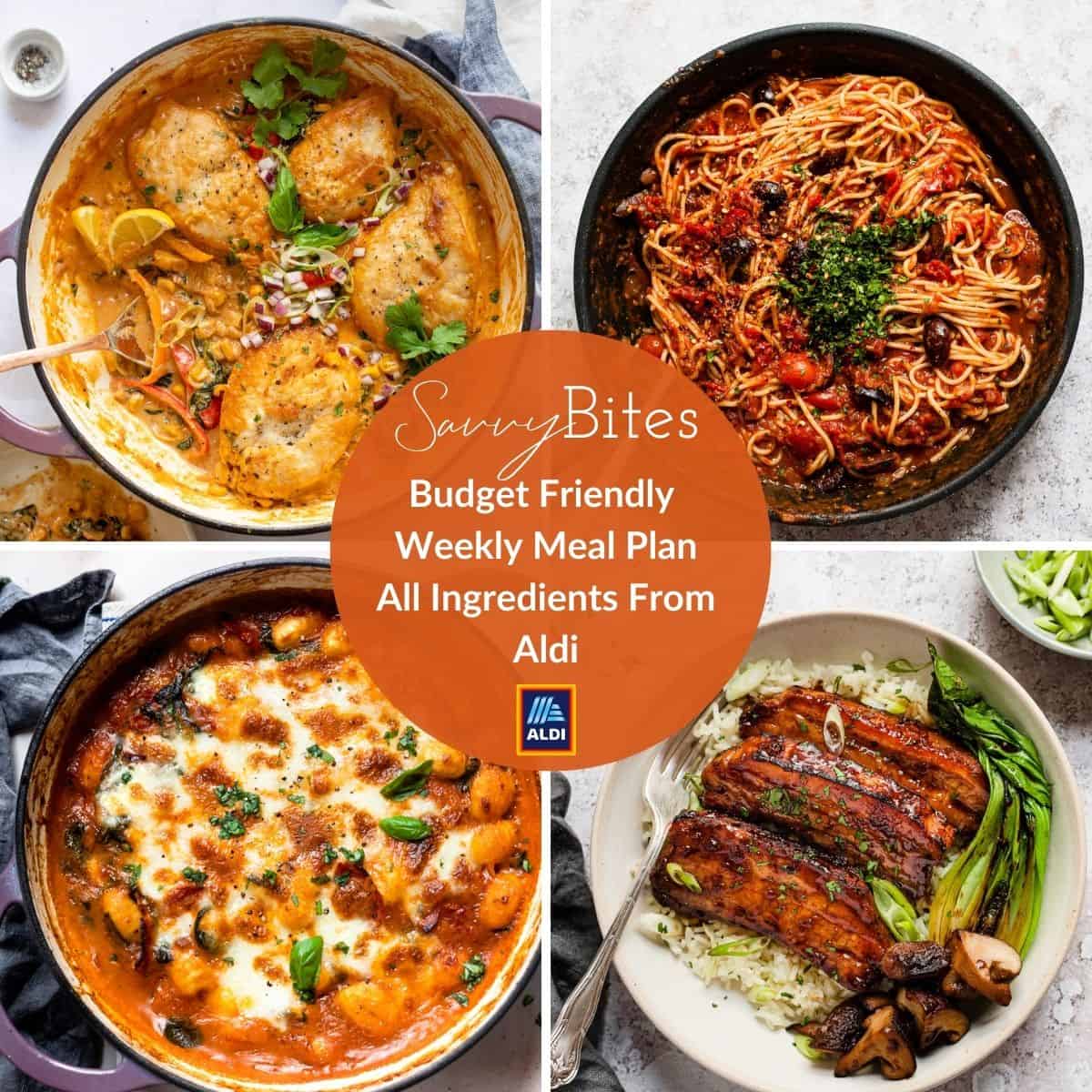 Aldi meal plan photo collage.