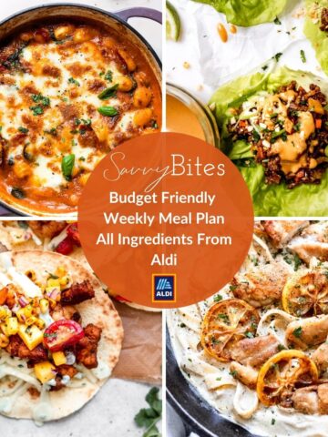 Budget family meal plan photo collage.