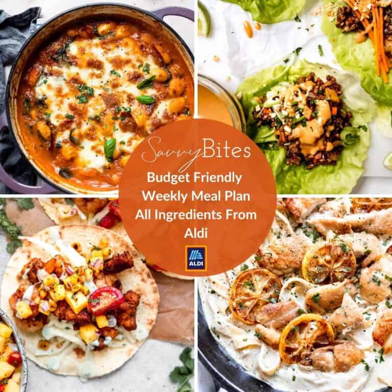 Budget family meal plan photo collage.