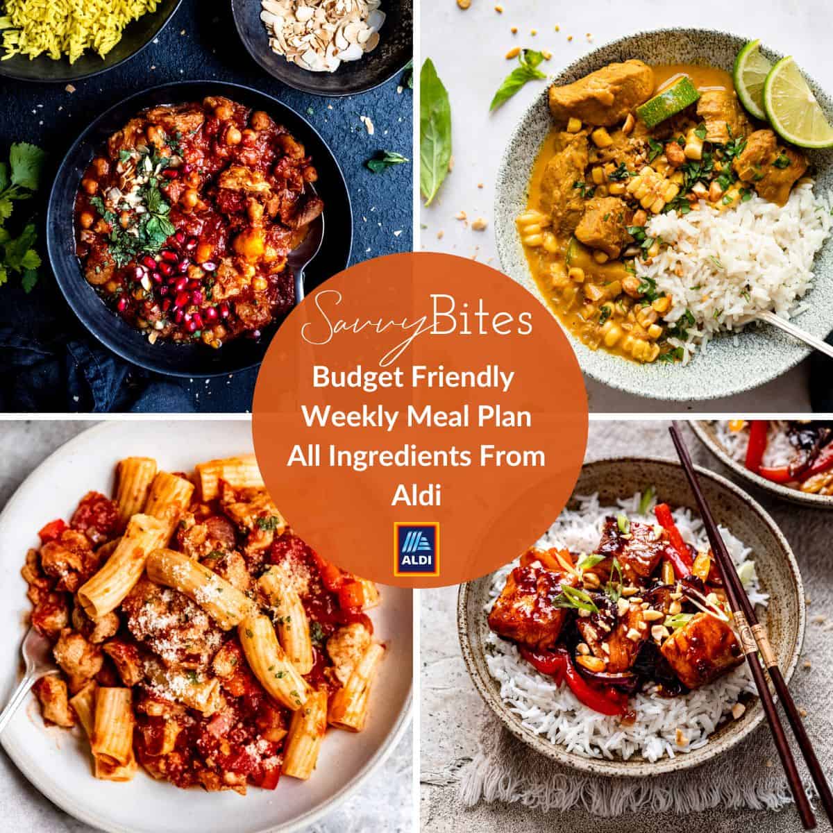 Aldi meal plan photo collage.