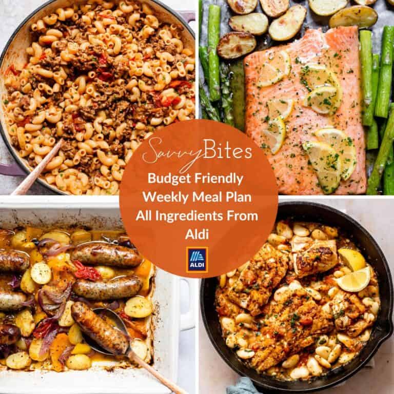 Budget meal plan photo collage.