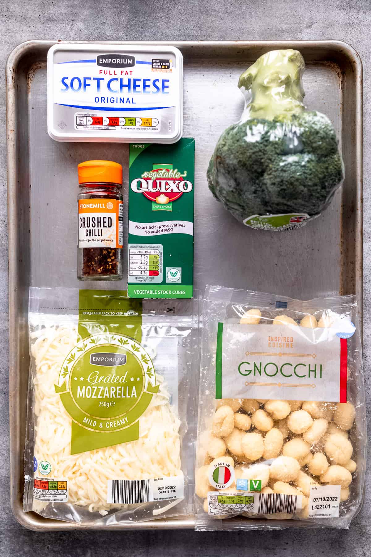 Cheap ingredients for broccoli gnocchi.