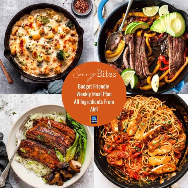 Aldi meal plan photo collage.