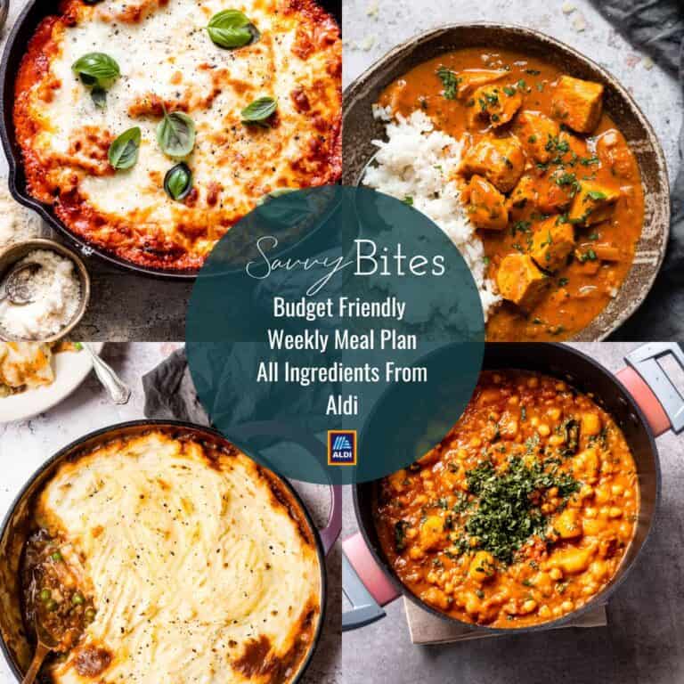 Weekly budget meal plan using Aldi ingredients.