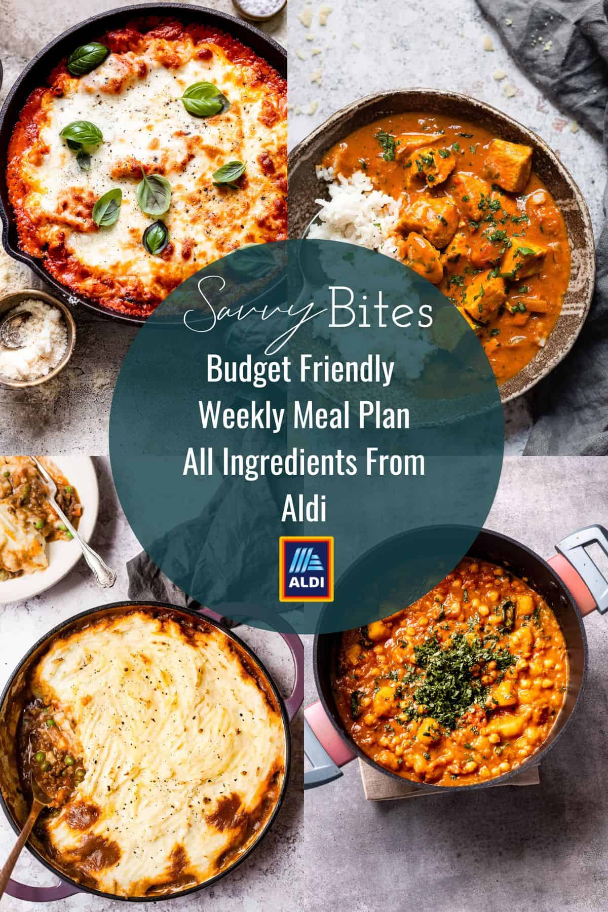 Weekly budget meal plan using Aldi ingredients.