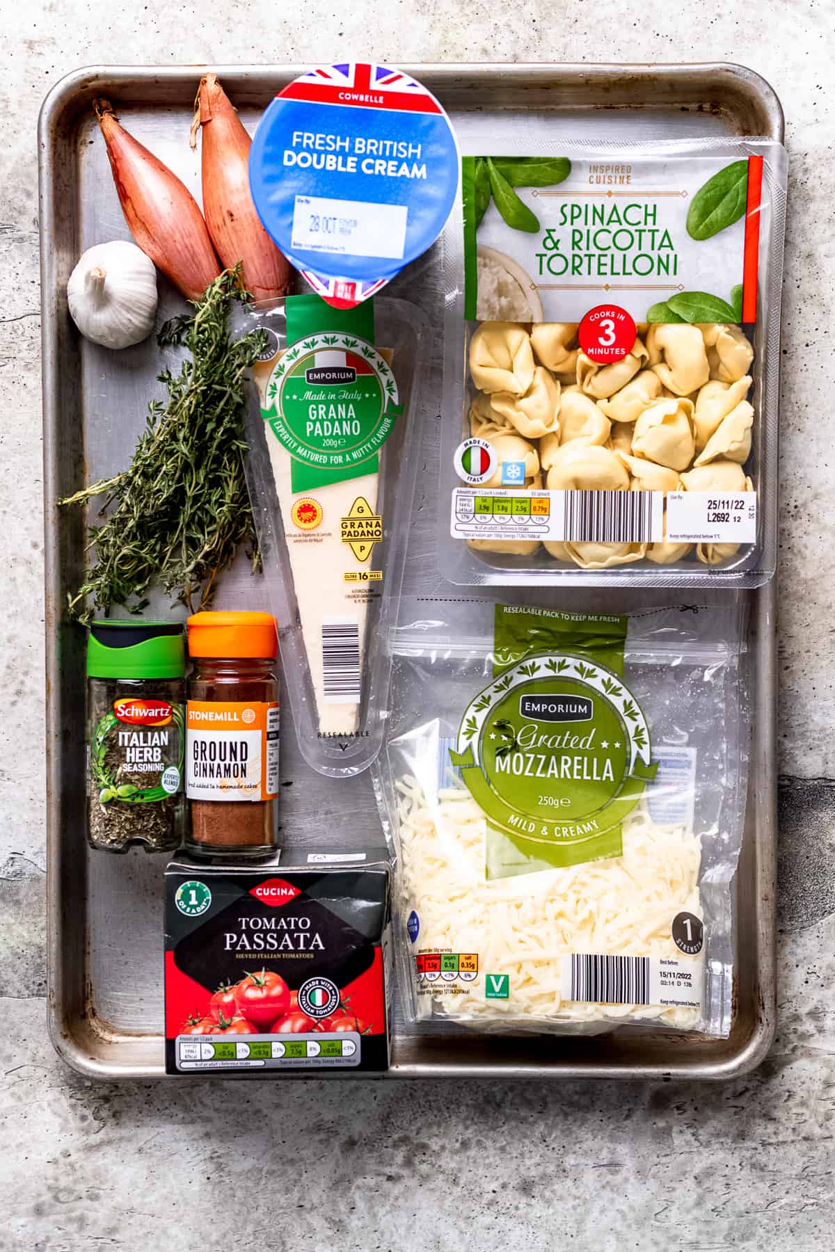 Aldi ingredients for baked cheese tortellini.