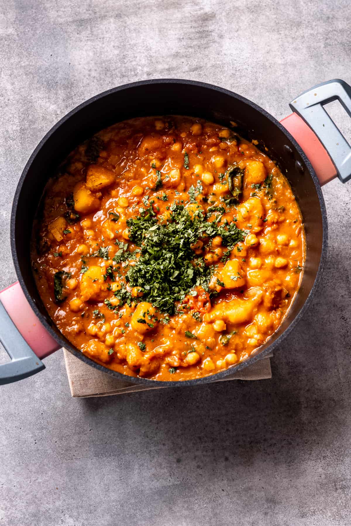 Butternut squash curry in a pan.