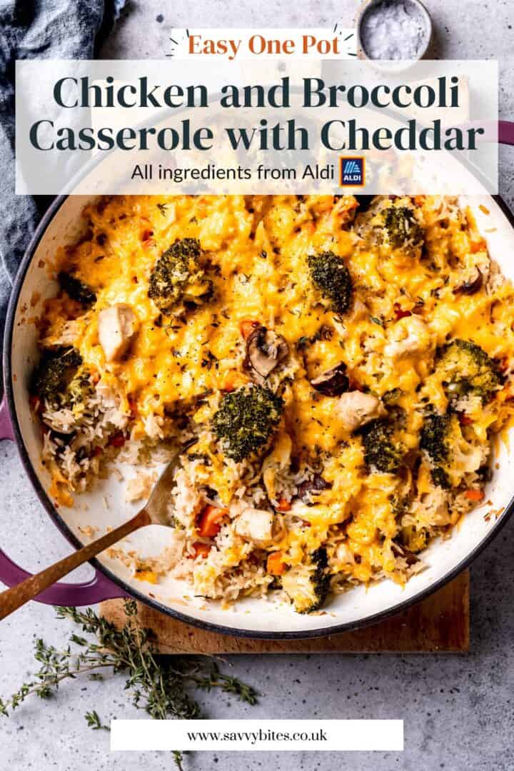 Chicken and broccoli bake with cheddar topping.