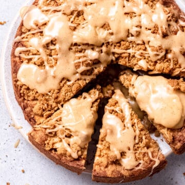 Spiced Dorset apple cake with maple glaze.