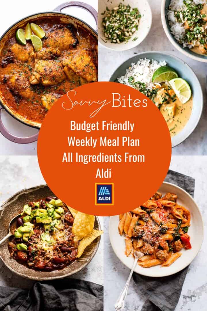 Family budget meal plan photo collage.