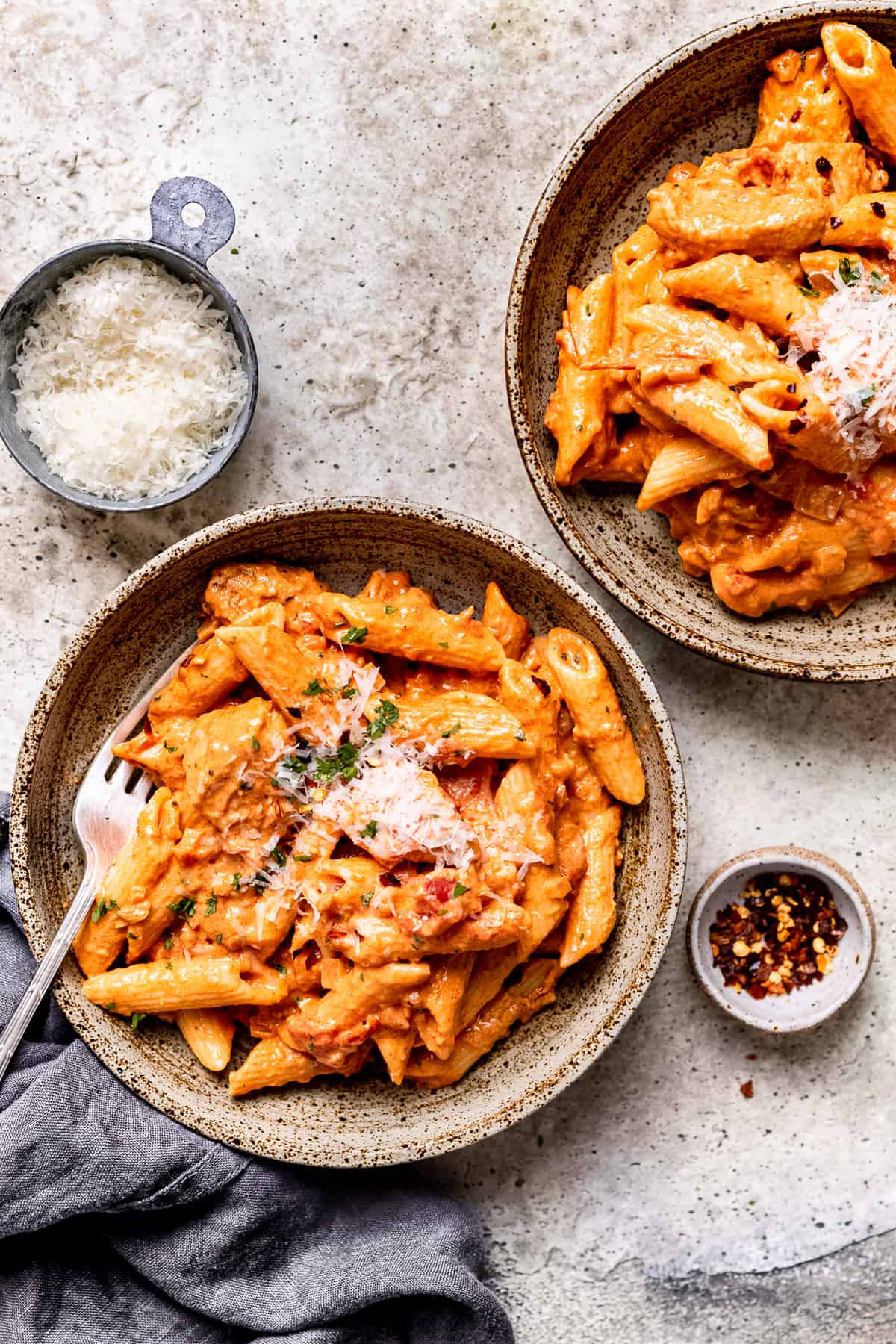 Creamy chicken pasta with cajun sauce.