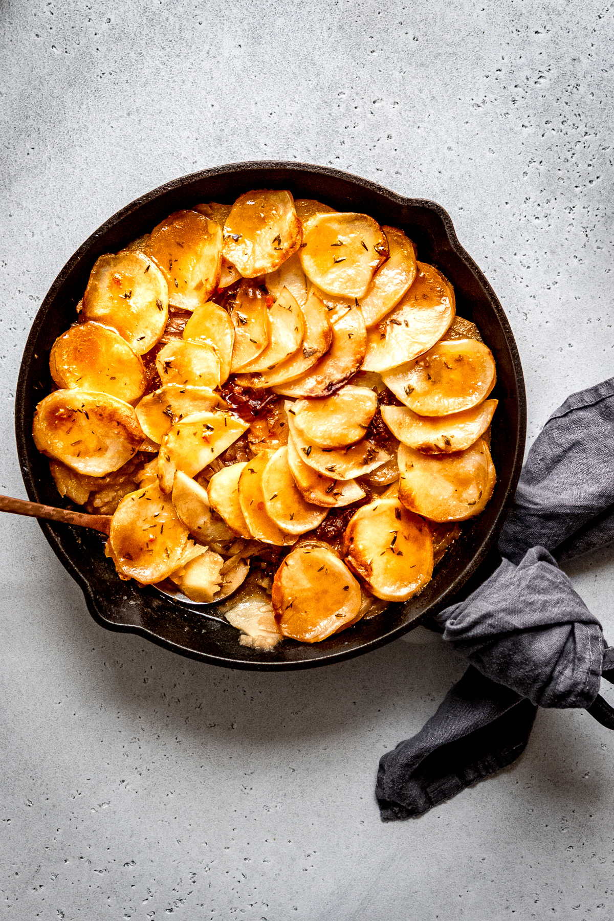 Boulanger potatoes after being baked.