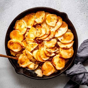 Boulanger potatoes after being baked.