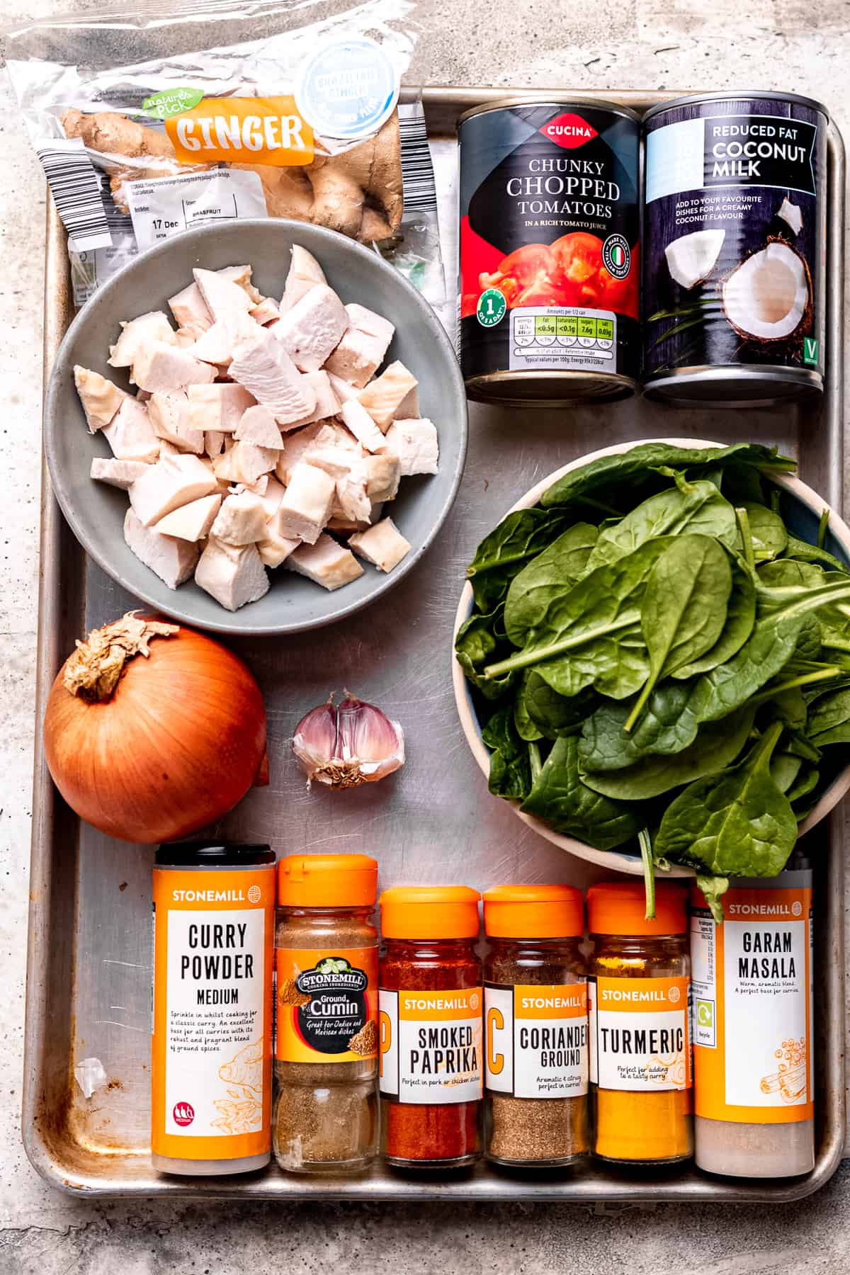 Ingredients for leftover turkey curry.