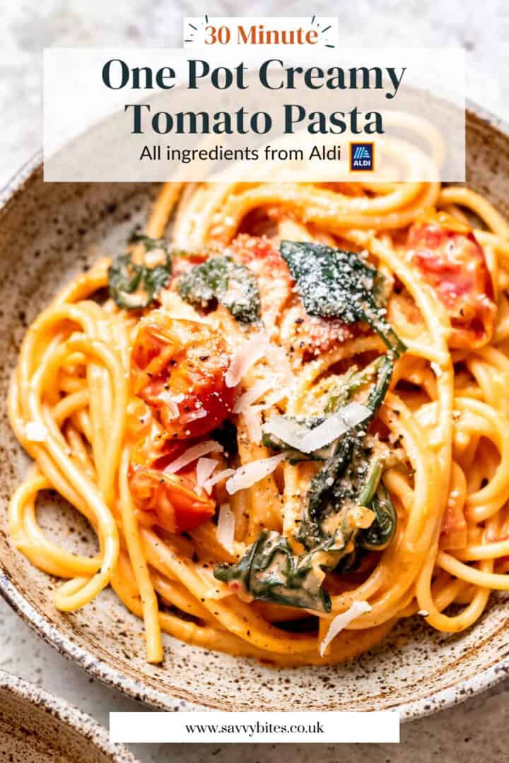 Tomato mascarpone sauce and pasta in a bowl.