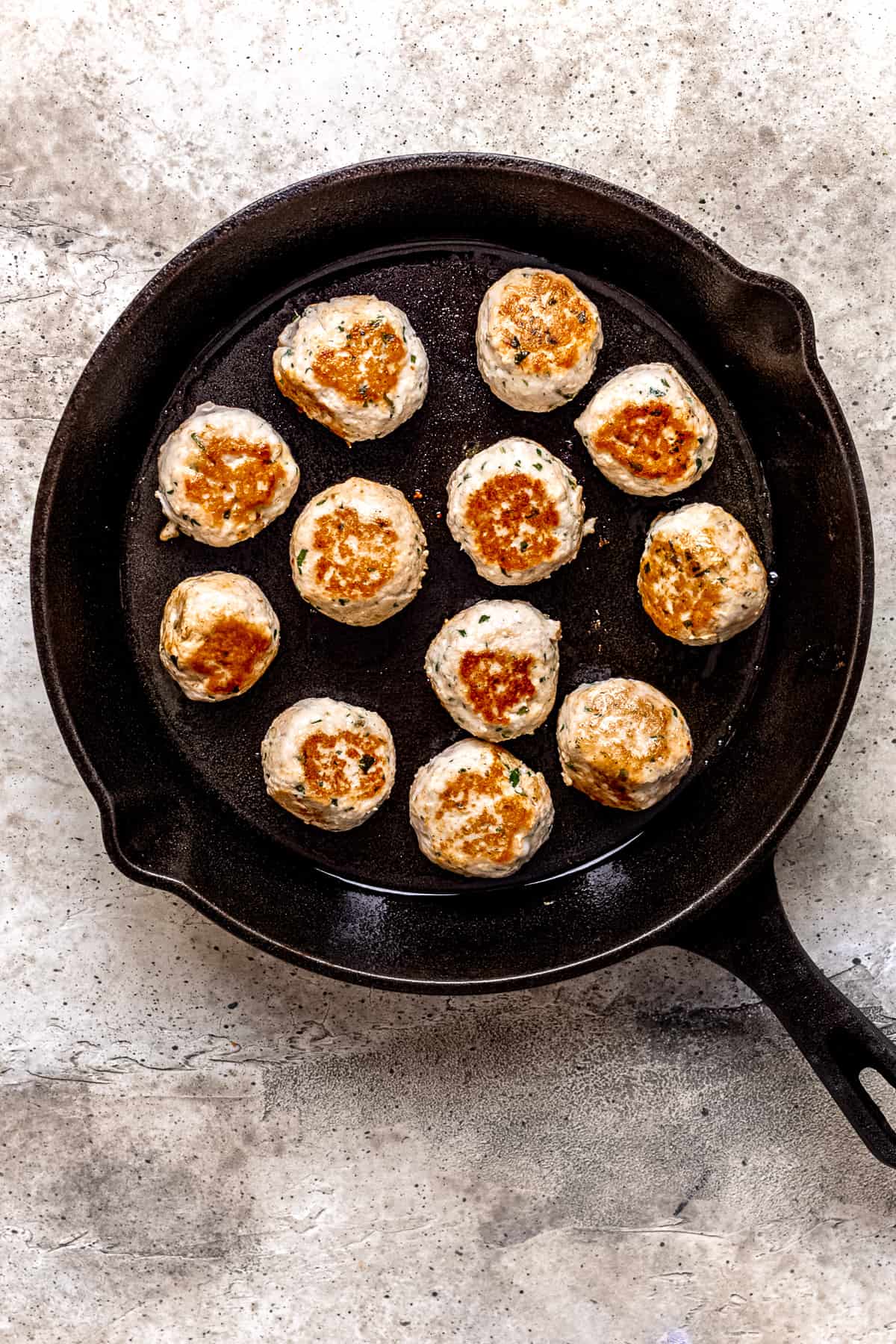 Seared turkey meatballs.