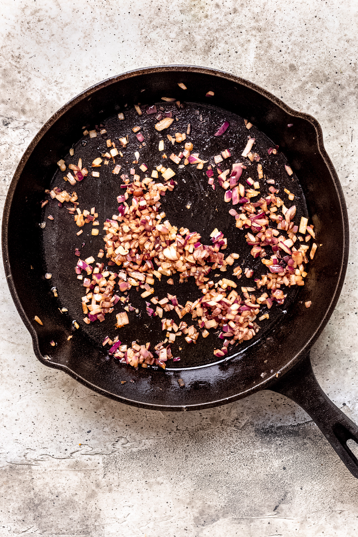 Onions being sauteed.