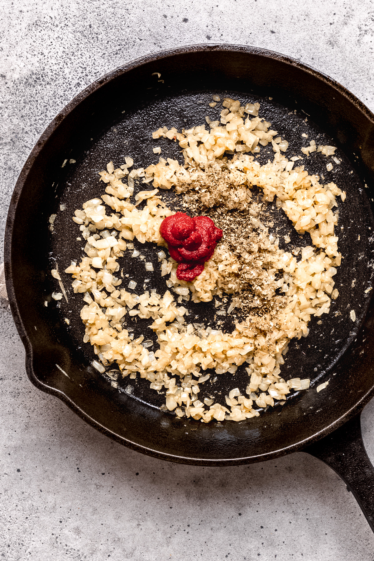 Sauteed onions with oregano and garlic.