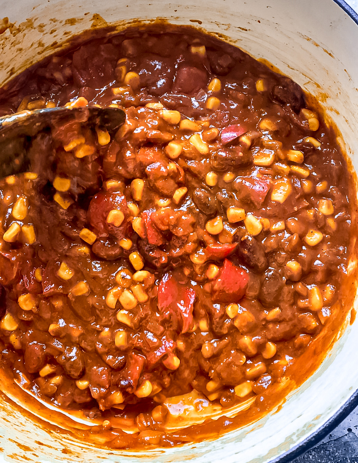 Veggie chilli in a pot.