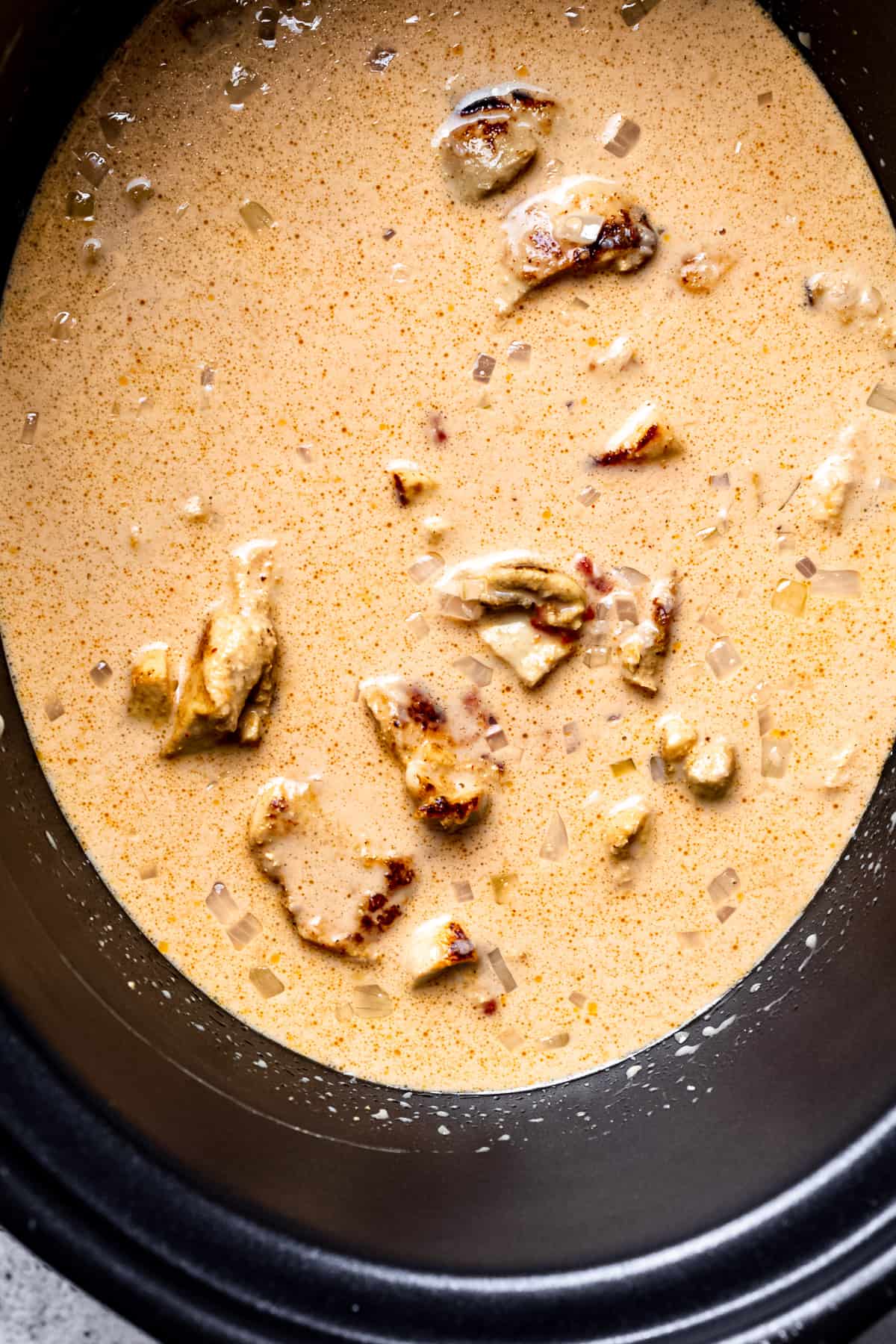 Chicken korma in the slow cooker.