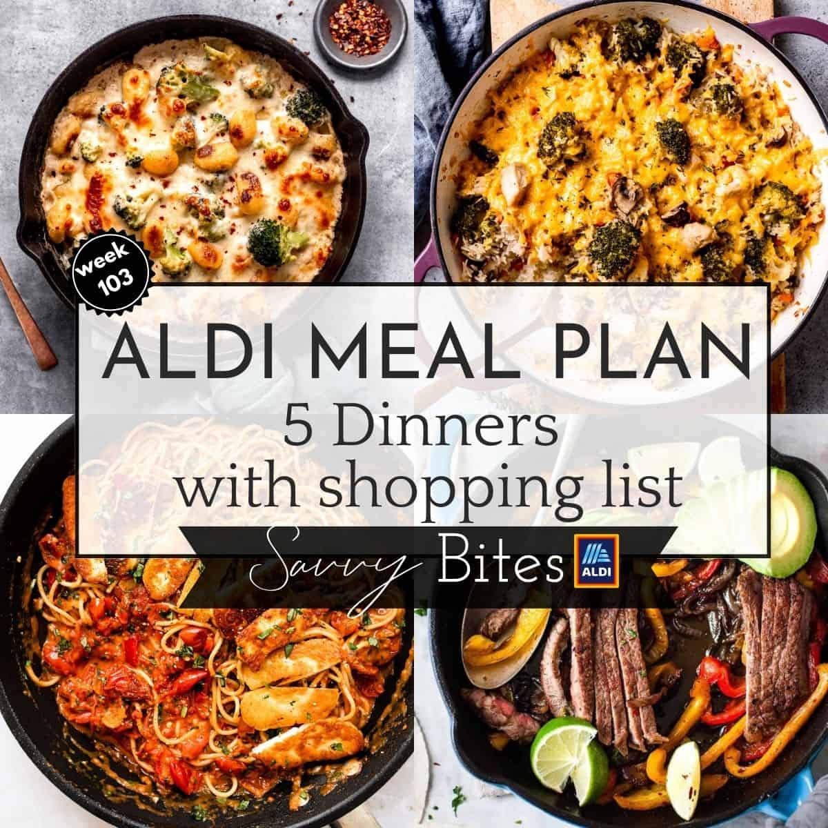 Weekly budget family meal plan using Aldi ingredients.