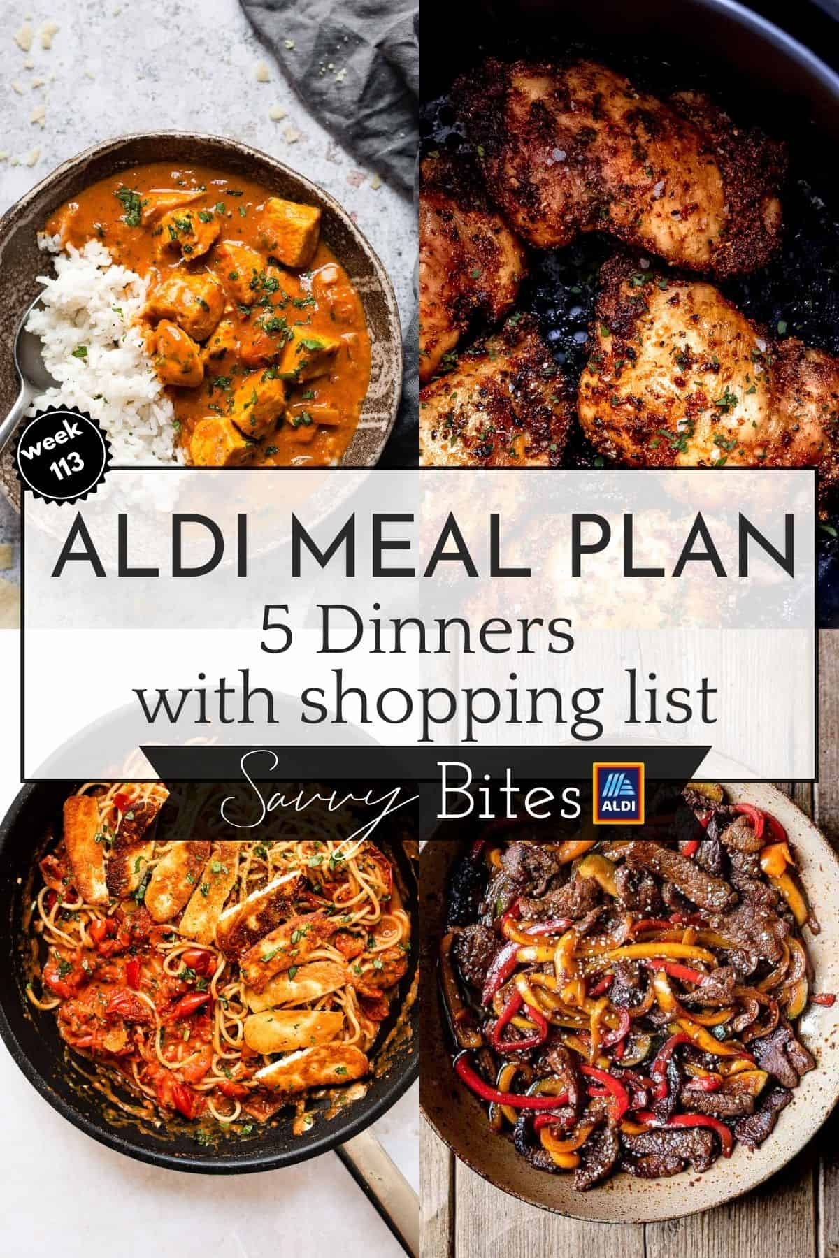 Budget family meal plan with Aldi recipes.