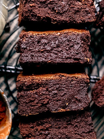 close up of chewy chocolate brownies.
