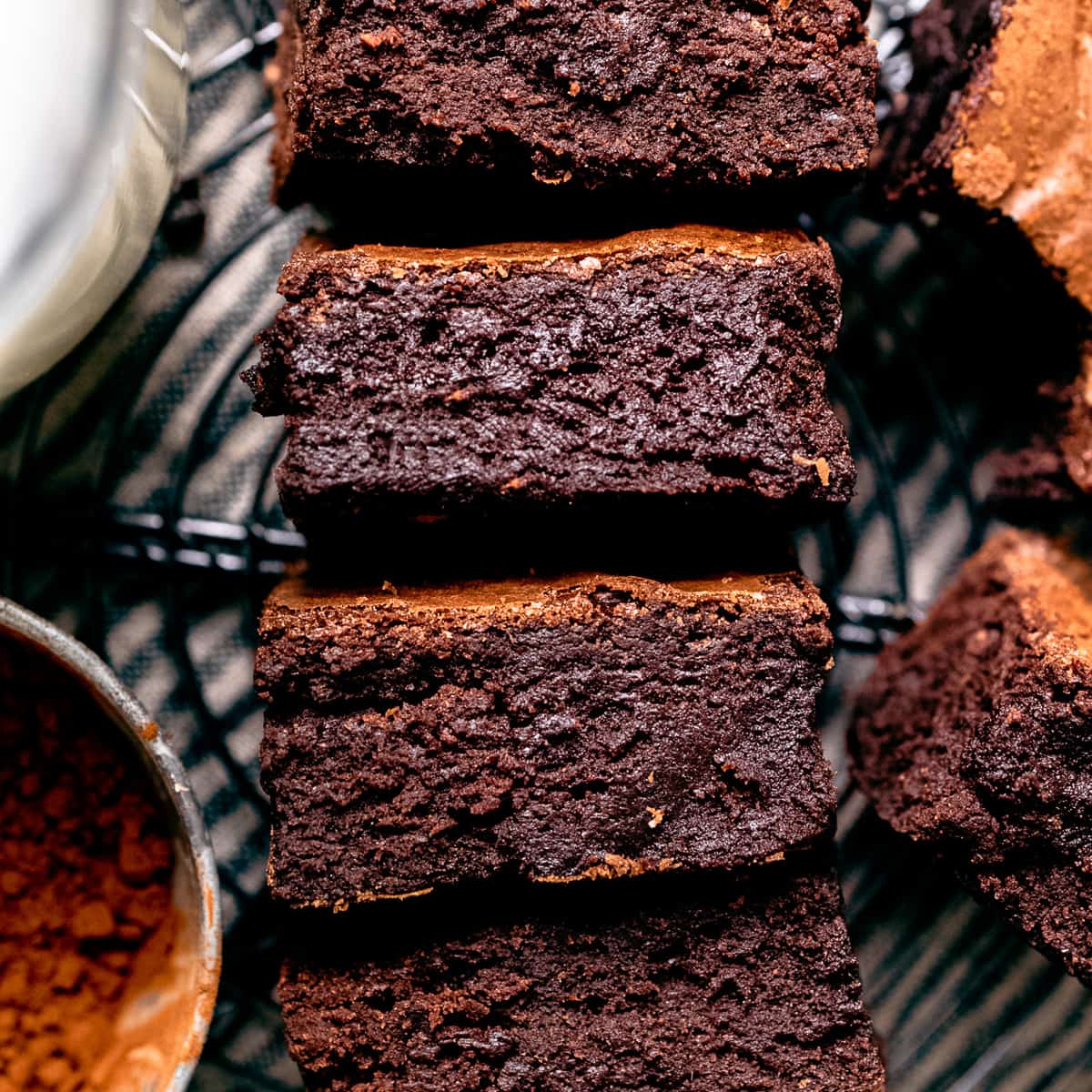 close up of chewy chocolate brownies.