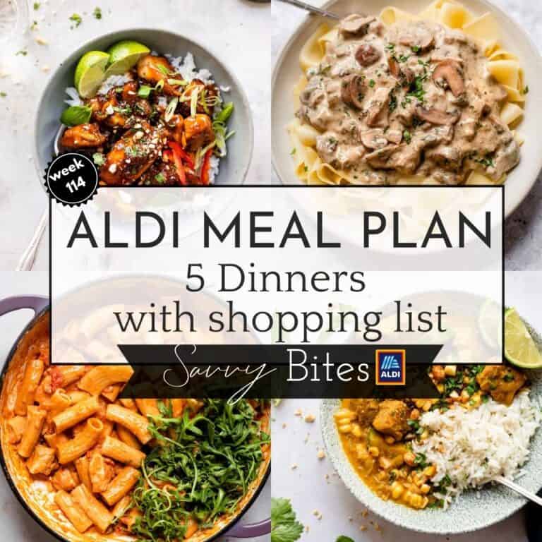 Budget family meal plan photo collage.