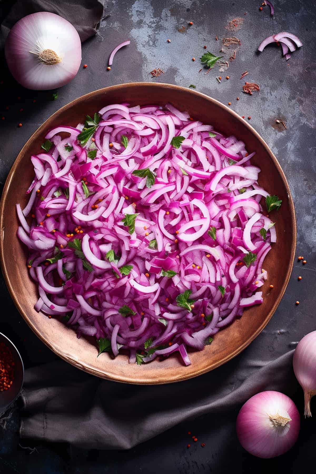 Red onion for chickpea salad.