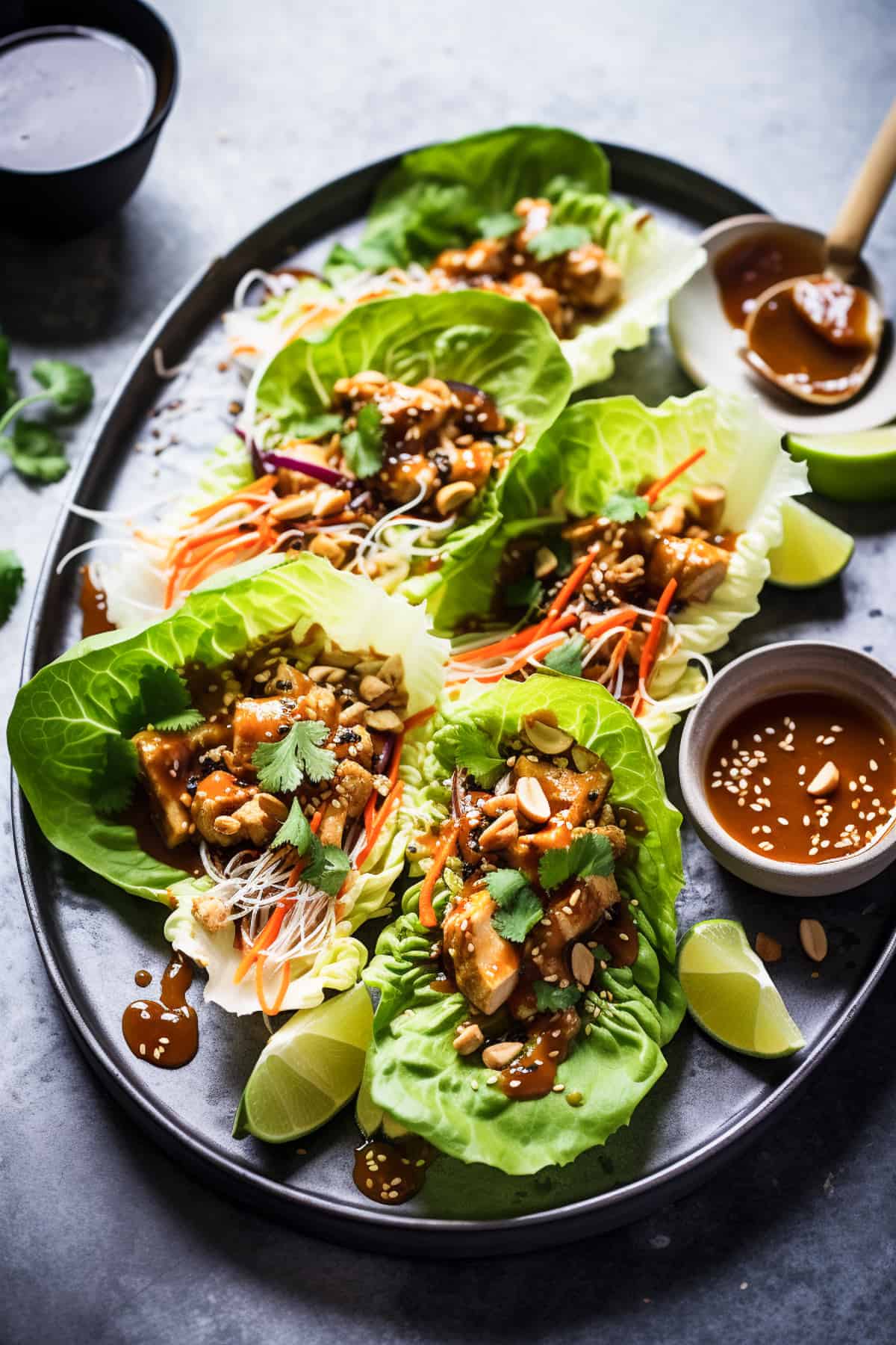 Asian Chicken Wraps {With Thai Peanut Sauce} 