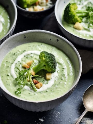 Creamy broccoli and stilton soup.