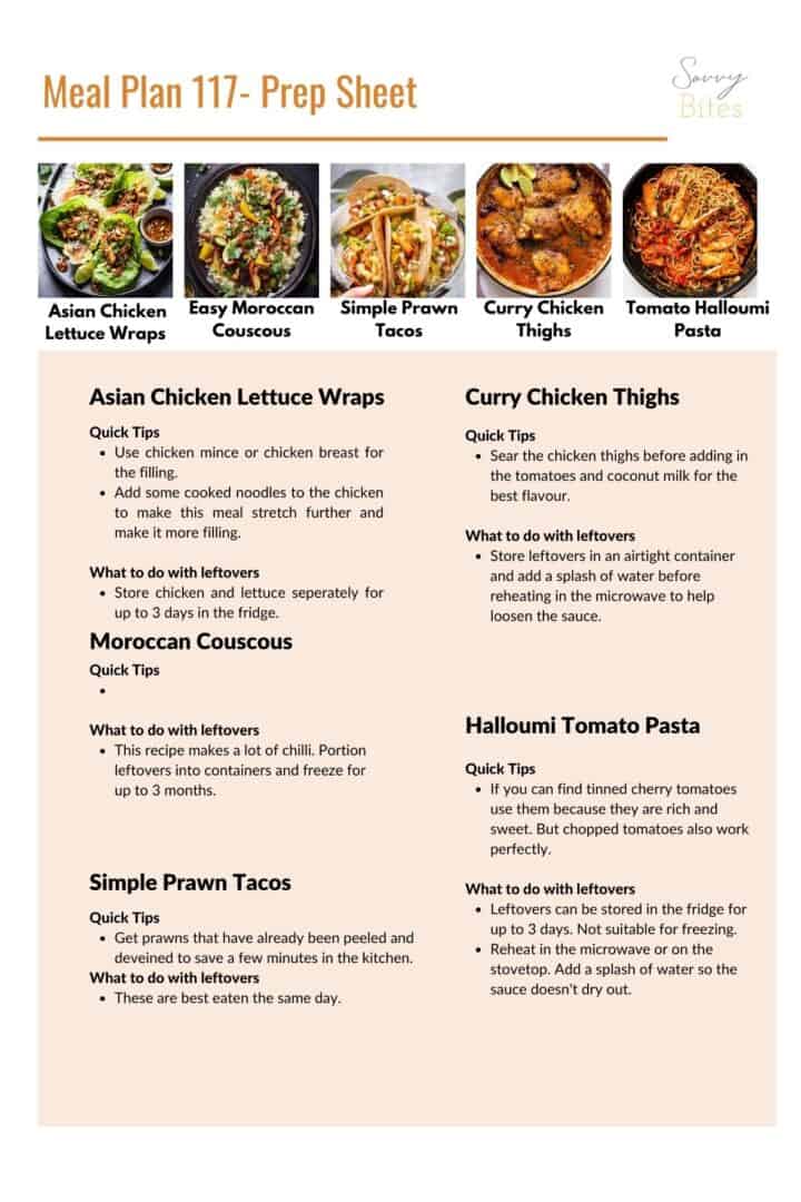 Weekly Budget Meal Plan 117 - Savvy Bites