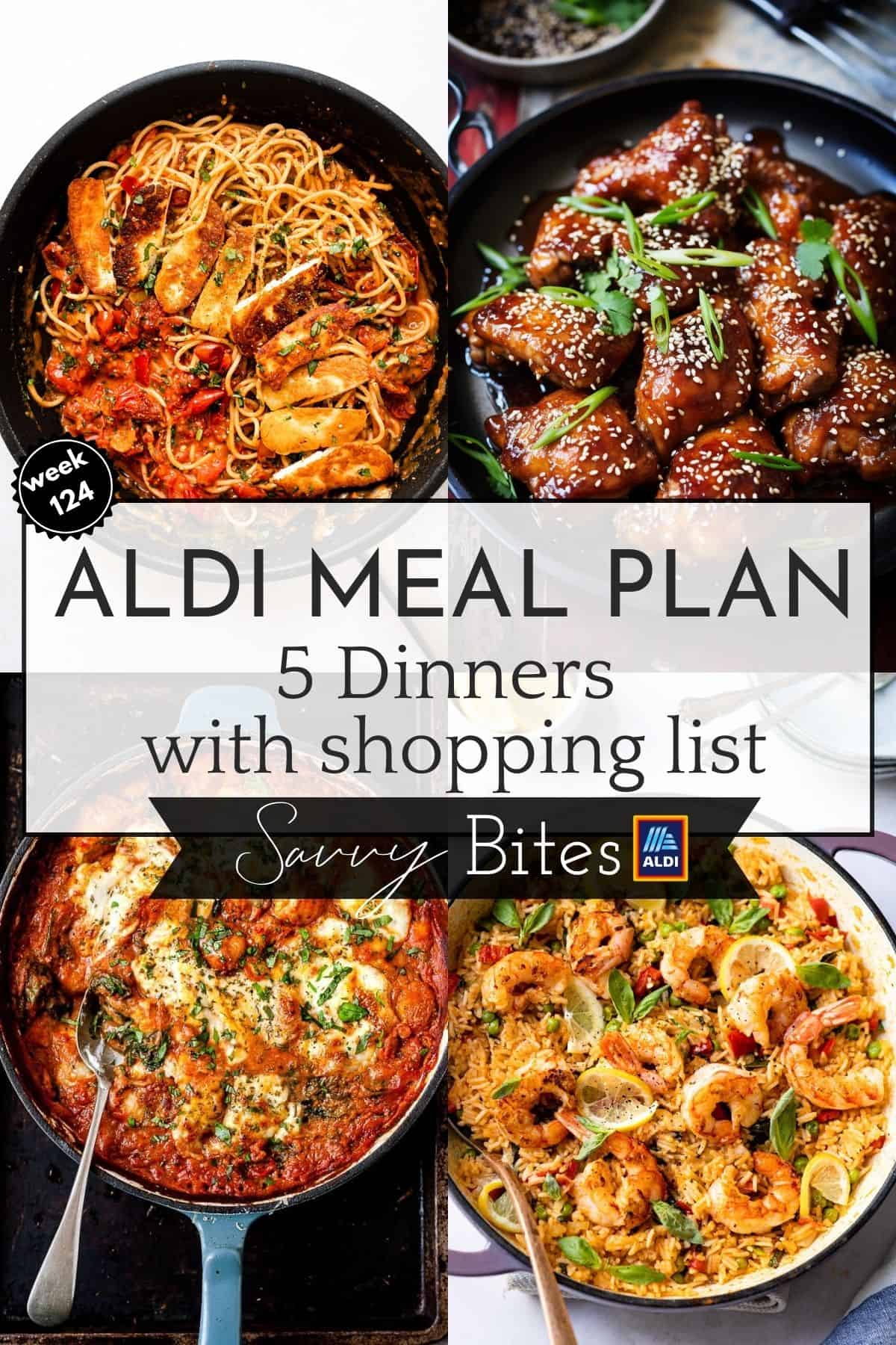 Aldi budget meal plan photo collage.